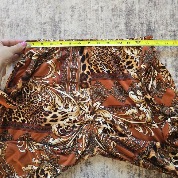 Maxine Nichols Pants Womens Large Brown Leopard Baroque Palazzo Stretch Pull On - Picture 5 of 8